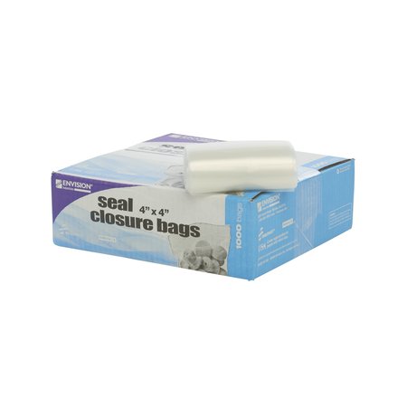 Stout By Envision Clear Resealable Zipper Seal Storage Bags  4 x 4 Case of 1000 Bags, 1000PK ZF-001C